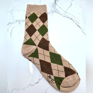 Corpcore | Argyle tan brown maximalist print preppy tube socks